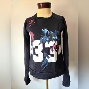 IRO LIMITED EDITION spring 2014 Black Crewneck Sweatshirt with Artistic Design.